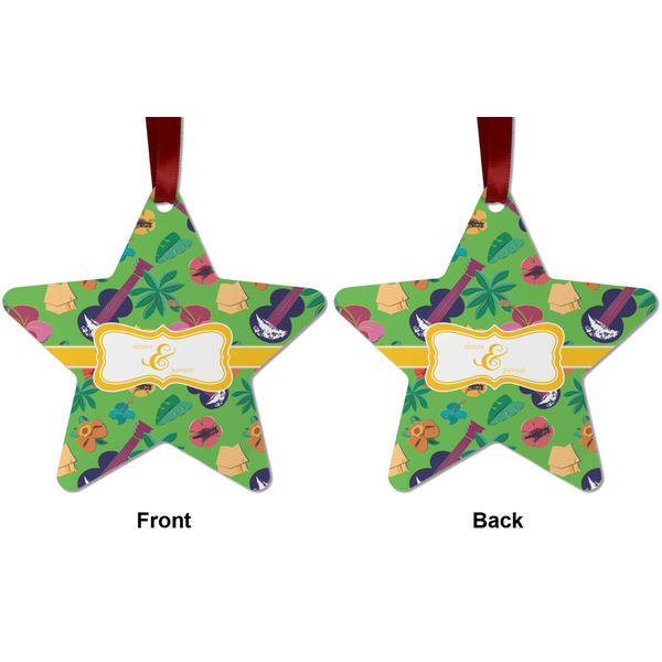 Luau Party Metal Star Ornament - Front and Back