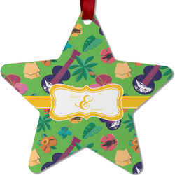Luau Party Metal Star Ornament - Double Sided w/ Couple's Names