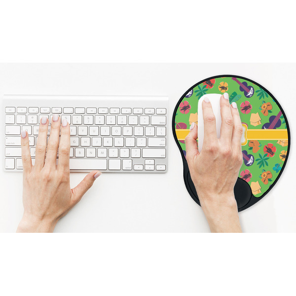 Luau Party Mouse Pad with Wrist Rest - LIFESYTLE 2 (in use)