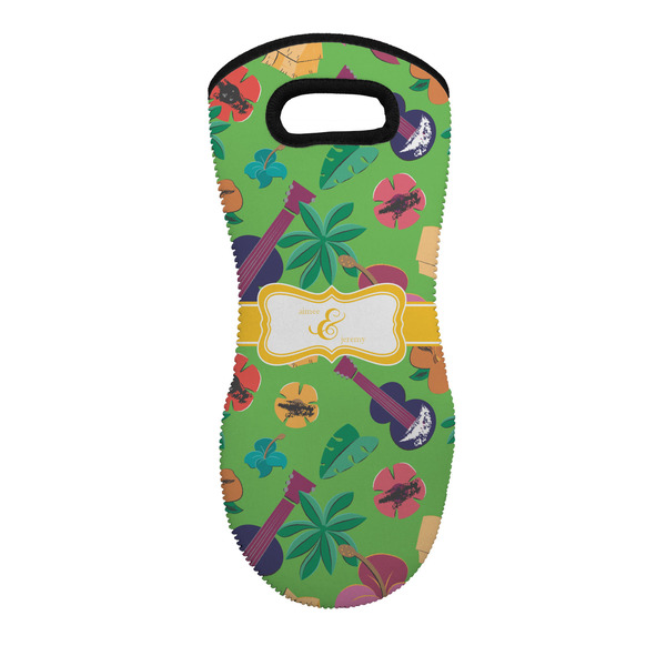 Custom Luau Party Neoprene Oven Mitt - Single w/ Couple's Names