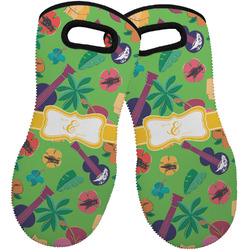 Luau Party Neoprene Oven Mitts - Set of 2 w/ Couple's Names