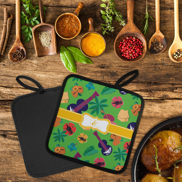 Luau Party Neoprene Pot Holder - Set of 2  LIFESTYLE (Flatlay)