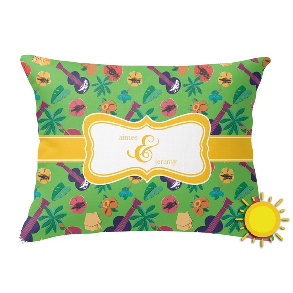 Custom Luau Party Outdoor Throw Pillow (Rectangular) (Personalized)