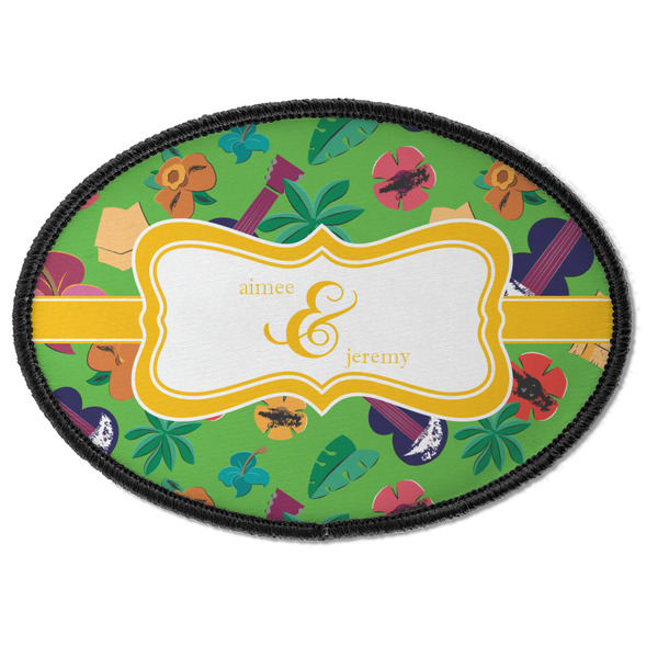 Custom Luau Party Iron On Oval Patch w/ Couple's Names