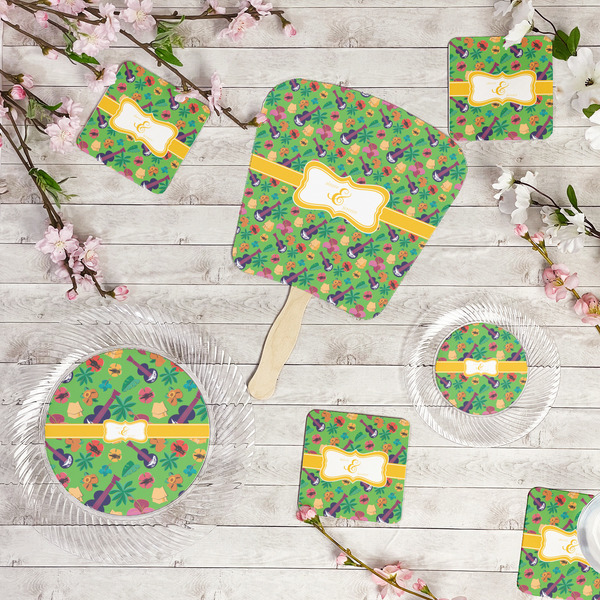 Luau Party Party Supplies Combination Image - All items - Plates, Coasters, Fans