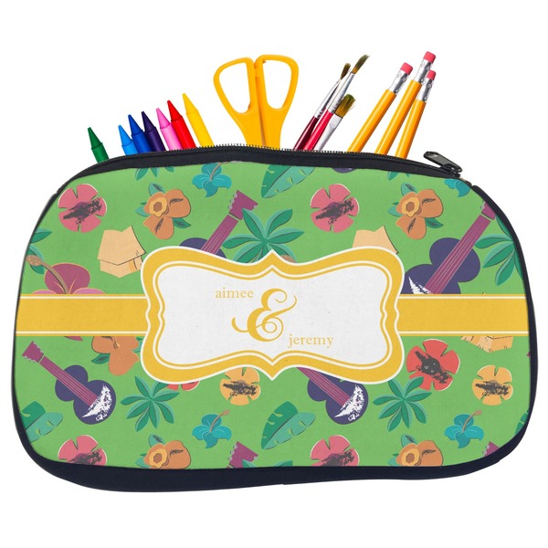 Custom Luau Party Neoprene Pencil Case - Medium w/ Couple's Names
