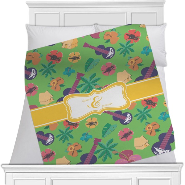 Custom Luau Party Minky Blanket - Toddler / Throw - 60"x50" - Single Sided (Personalized)
