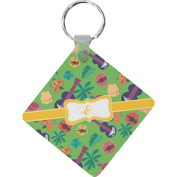 Custom Luau Party Diamond Plastic Keychain w/ Couple's Names