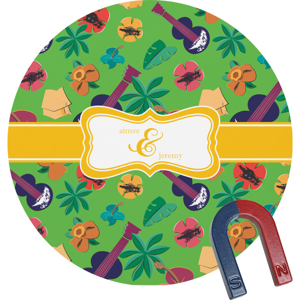 Custom Luau Party Round Fridge Magnet (Personalized)