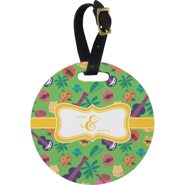 Custom Luau Party Plastic Luggage Tag - Round (Personalized)