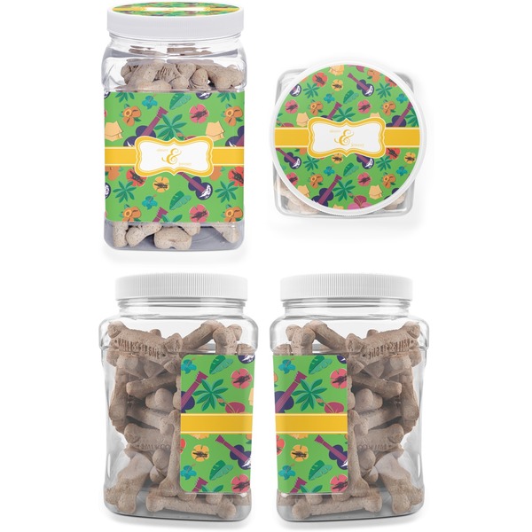 Luau Party Pet Treat Jar - Multiple Angles