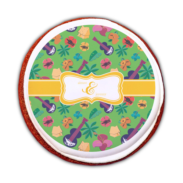 Luau Party Printed Icing Circle - Medium - On Cookie