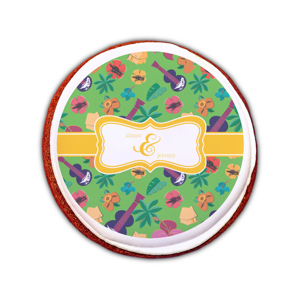 Luau Party Printed Icing Circle - Small - On Cookie