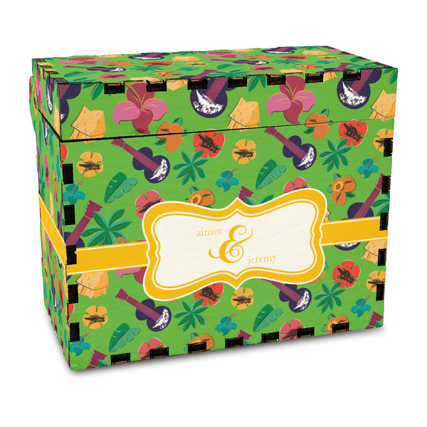 Custom Luau Party Wood Recipe Box - Full Color Print (Personalized)