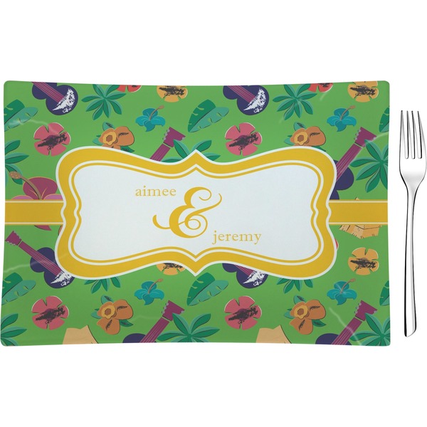 Custom Luau Party Rectangular Glass Appetizer / Dessert Plate - Single or Set (Personalized)