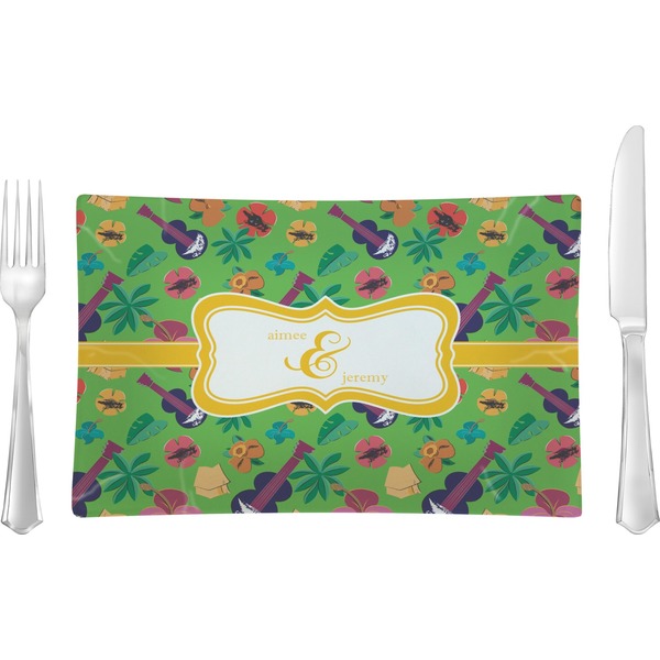 Custom Luau Party Rectangular Glass Lunch / Dinner Plate - Single or Set (Personalized)