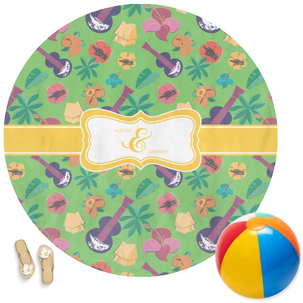 Custom Luau Party Round Beach Towel (Personalized)