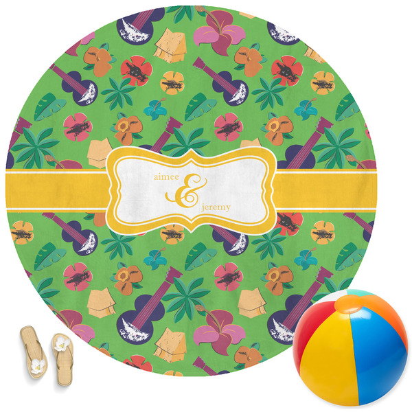 Custom Luau Party Round Beach Towel (Personalized)