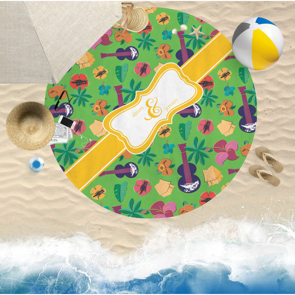 Luau Party Round Beach Towel Lifestyle
