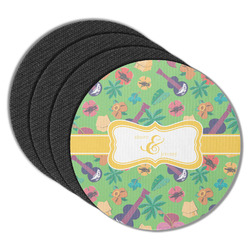 Luau Party Round Rubber Backed Coasters - Set of 4 (Personalized)