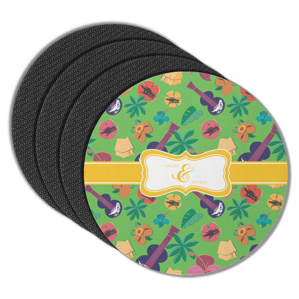 Custom Luau Party Round Rubber Backed Coasters - Set of 4 (Personalized)