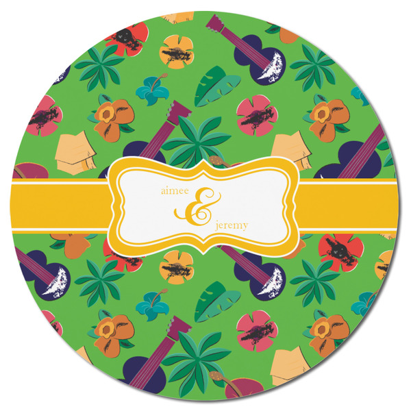 Luau Party Round Fridge Magnet - FRONT
