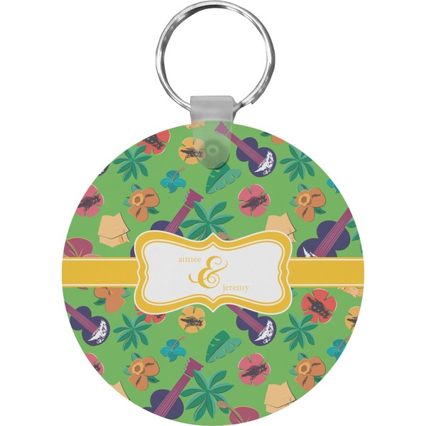 Custom Luau Party Round Plastic Keychain (Personalized)