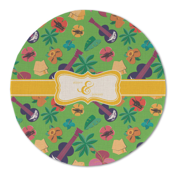 Luau Party Round Linen Placemats - FRONT (Double Sided)