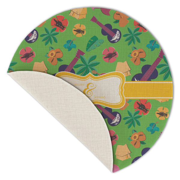 Luau Party Round Linen Placemats - Front (folded corner single sided)