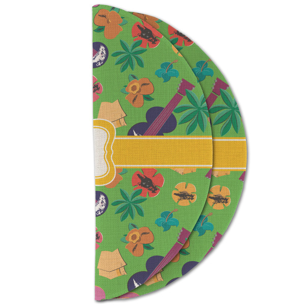 Luau Party Round Linen Placemats - HALF FOLDED (double sided)