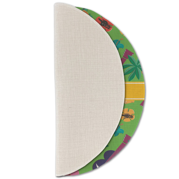 Luau Party Round Linen Placemats - HALF FOLDED (single sided)