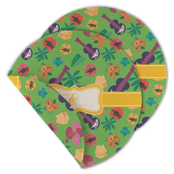 Custom Luau Party Round Linen Placemat - Double Sided - Set of 4 (Personalized)