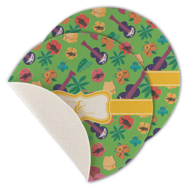 Custom Luau Party Round Linen Placemat - Single Sided - Set of 4 (Personalized)