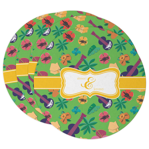 Custom Luau Party Round Paper Coasters w/ Couple's Names