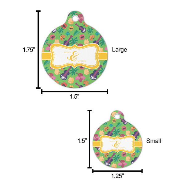 Luau Party Round Pet ID Tag - Large - Comparison Scale