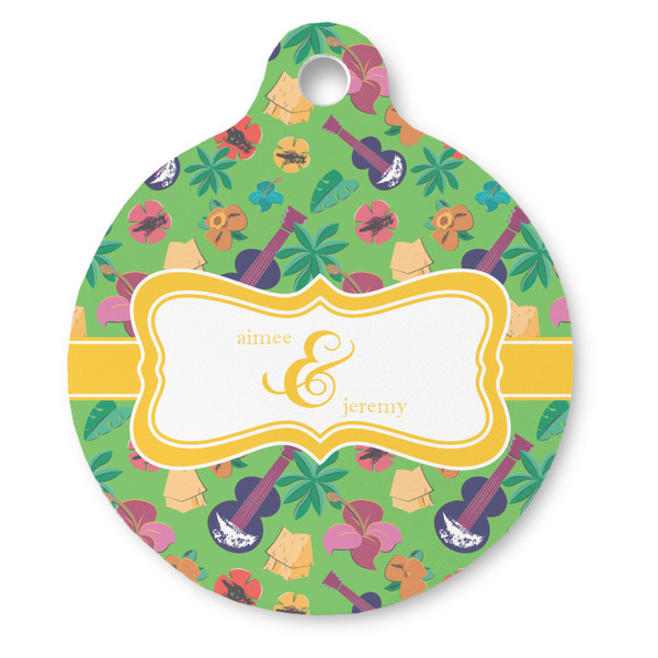 Custom Luau Party Round Pet ID Tag - Large (Personalized)