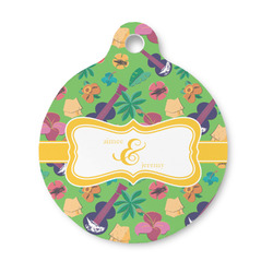 Luau Party Round Pet ID Tag - Small (Personalized)