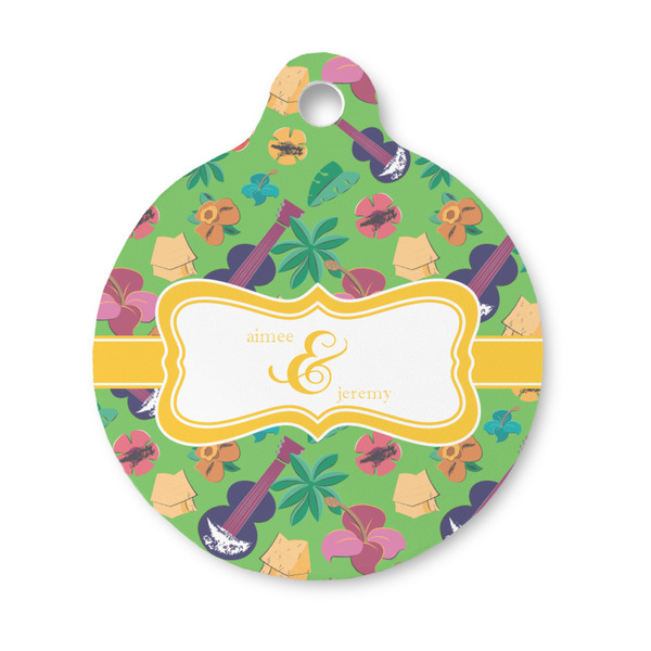 Custom Luau Party Round Pet ID Tag - Small (Personalized)