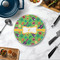 Luau Party Round Stone Trivet - In Context View