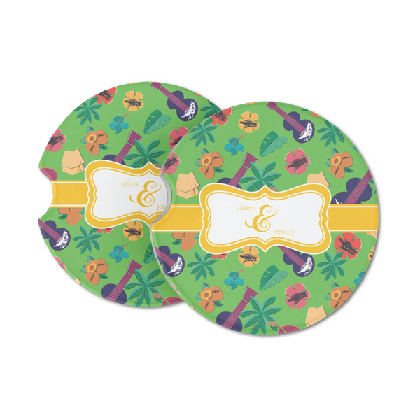 Custom Luau Party Sandstone Car Coasters - Set of 2 (Personalized)