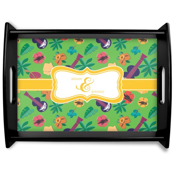 Custom Luau Party Black Wooden Tray - Large (Personalized)
