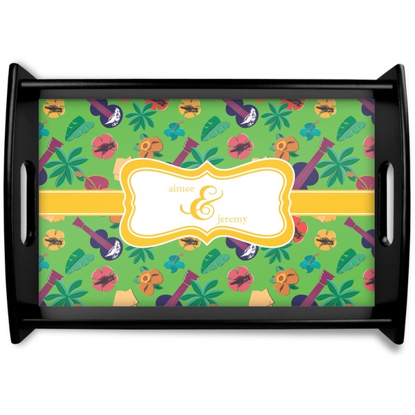 Custom Luau Party Black Wooden Tray - Small (Personalized)