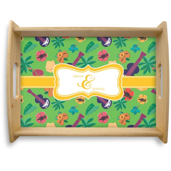 Custom Luau Party Natural Wooden Tray - Large (Personalized)