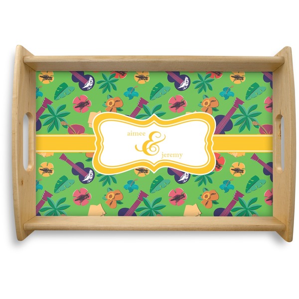 Custom Luau Party Natural Wooden Tray - Small (Personalized)