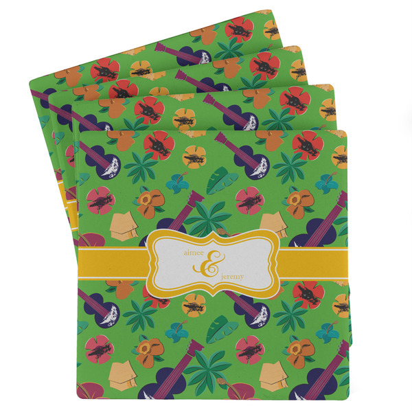Custom Luau Party Absorbent Stone Coasters - Set of 4 (Personalized)