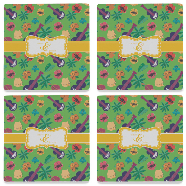 Luau Party Set of 4 Sandstone Coasters - See All 4 View