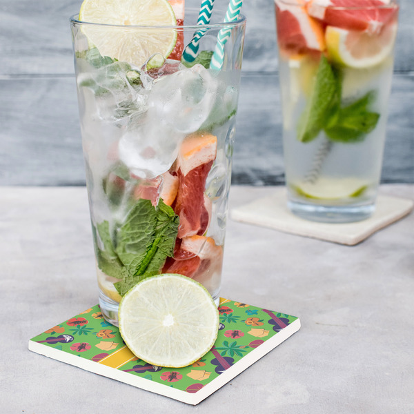 Luau Party Set of 4 Stone Coasters - In Context View