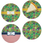 Luau Party Set of 4 Glass Appetizer / Dessert Plate 8" (Personalized)