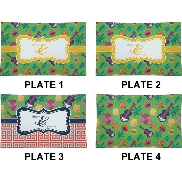 Luau Party Set of Rectangular Dinner Plates (Approval)