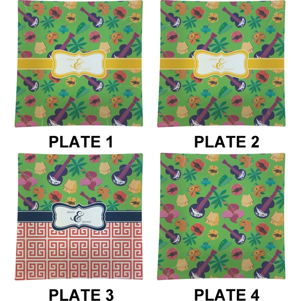 Luau Party Set of Square Dinner Plates (Approval)